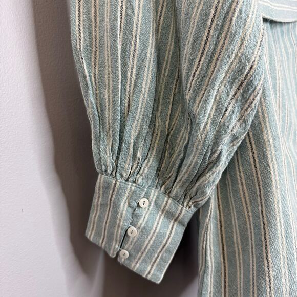 Spell Rodeo Blouse Dress Blue Striped Relax Minimalist Beach Vacation S - Picture 7 of 16